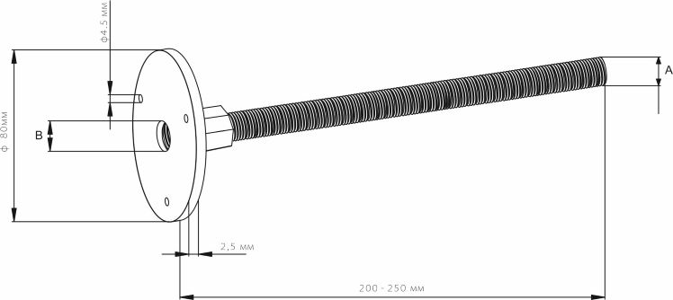 TochkazazemleniyazakladnayaD80mmrezbaM16L200mmTERRAZN ruterra